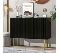 Idemon Credenza moderna con robusto MDF, ripiani regolabili e gambe in metallo, adatta per sala da pranzo, soggiorno e cucina, 120 x 42 x 93 cm (nero)
