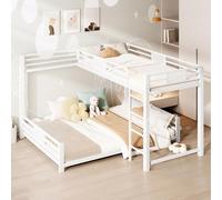 Idemon Letto a castello a L in metallo, 90 x 200 cm, oltre 140 x 200 cm, bianco