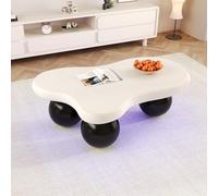 Idemon Tavolino illuminato in stile nuvoloso - 16 colori a scelta, design a forma di nuvola, gambe rotonde, un elegante punto culminante per il soggiorno e la cameretta dei bambini moderni (bianco