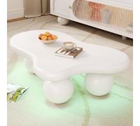 Idemon Tavolino illuminato in stile nuvoloso - 16 colori a scelta, design a forma di nuvola, gambe rotonde, un elegante punto culminante per il soggiorno e la cameretta dei bambini moderni (bianco)