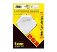 Idena 10218 - Buste C6, 75 g/m², colla umida, senza finestra, bianche, 100 pezzi