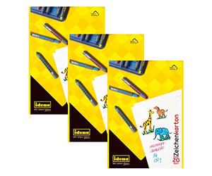 Idena 10381 - Cartoncino da disegno, formato DIN A4, 20 fogli, 190 g/m², 3 pezzi