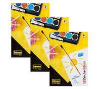 Idena 10388 - Blocco da disegno, DIN A3, 10 fogli, 120 g/m², 3 pezzi