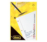 Idena 10394 - Blocco note per la scuola, DIN A4, 50 fogli, 70 g/m², quadrato, perforato