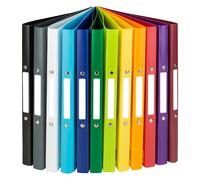 Idena 10426 - Raccoglitore ad anelli DIN A4, set di 12, meccanismo a 2 anelli con diametro di 16 mm, larghezza del dorso di 2 cm, in 12 colori diversi, per circa 30 fogli da 80 g/m².