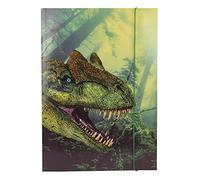 Idena 10840 - Cartella portadocumenti A3 con motivo dinosauro, in cartone resistente, con alette interne e chiusura elastica