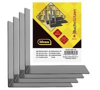 Idena 10843 - Fermalibri in metallo, nero, 4 supporti per libri, 14 x 14 x 8,5 c