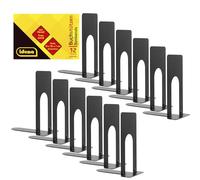 Idena 11110 - fermalibri in metallo nero, 12 fermalibri di 13 x 10 x 7 cm, fermalibri per scaffali di libri