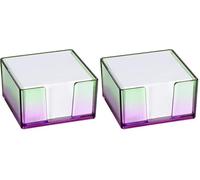 Idena 11364 - Portamemo con 500 fogli da 80 g/m², portamemo in plastica viola-verde, dimensioni circa 10,3 x 10,3 x 5,7 cm, adatto per la scuola e l'ufficio (Confezione da 2)