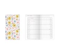 Idena 12049 - Agenda tascabile 2026 in formato 8,7 x 15,3 cm, 1 mese su 2 pagine, agenda con copertina flessibile con motivo floreale e quaderno per indirizzi