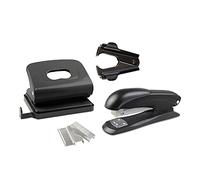 Idena 12086 - Set da ufficio 4 pezzi, perforatore, cucitrice, pinzatrice e punti metallici 24/6