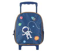 Idena 20068, Zaino Trolley con 2 Ruote Glitterate, per Bambini con Elegante Motivo Astronauta e Spaziale, Come Valigia a Mano, per la Scuola, Circa 31 x 27 x 10 cm, Blu (Scuro)