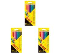 Idena 20133 20133-Pastelli in 12 Colori, matite Colorate Senza Legno in Forma ergonomica Triangolare, confezionate in Scatola di Cartone, Multicolore (Confezione da 3)