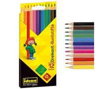 Idena 20134 - Pastelli in 12 Colori, matite Colorate in Legno FSC a Forma Triangolare ergonomica, confezionate in Astuccio di Cartone