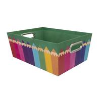 Idena 20140 - Scatola portaoggetti in robusto cartone, cestino portaoggetti con manici in metallo, circa 33 x 22,9 x 12,7 cm