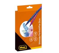 Idena 20158-Matite Doppia Punta, 12 pennarelli acquerellabili Incluso Pennello con Serbatoio d'Acqua, Multicolor, One Size