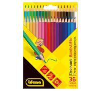 Idena 20161 - Matite colorate triangolari per dipingere, disegnare, scrivere e colorare, 36 matite colorate in colori vivaci in una scatola di cartone, matite colorate in forma ergonomica triangolare