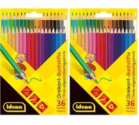 Idena 20161 - Matite colorate triangolari per dipingere, disegnare, scrivere e colorare, 36 matite colorate in colori vivaci in una scatola di cartone, matite colorate in forma ergonomica triangolare