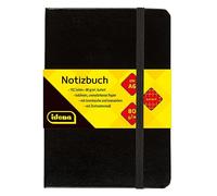 Idena 209282 - Quaderno DIN A6, quadrato, carta crema, 192 pagine, 80 g/m², copertina rigida nera, 1 pz.