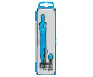 Idena 22070 - Compasso scolastico con puntali di ricambio, azzurro, 1 pezzo