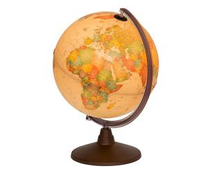 Idena 22904 - Mappamondo illuminato, stile antico, con illuminazione a LED e interruttore on/off, diametro circa 30 cm, immagine mappa fisica e politica