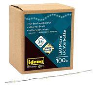 Idena 30185 - Micro catena luminosa a LED con 100 LED in bianco caldo, con funzione timer 6 ore, a batteria, lunga circa 10,2 m, per feste, Natale, decorazione, matrimonio, come luce d'atmosfera