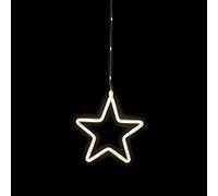 Idena 30199 - Stella luminosa decorativa a LED in bianco caldo, funzione timer 6 ore, a batteria, con ventosa, uso interno ed esterno, come immagine da finestra e luce d'atmosfera