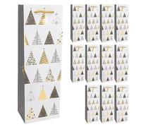 Idena 30343-12 - Sacchetto per bottiglie in abete nobile, 12 pezzi, 12 x 36 x 9 cm, sacchetti di carta, sacchetti regalo, sacchetti natalizi