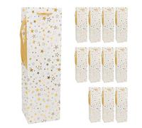 Idena 30357-10 - Sacchetti per bottiglie stelle, 12 pezzi, 12 x 39 x 10 cm, sacchetti di carta, sacchetti regalo, sacchetti natalizi