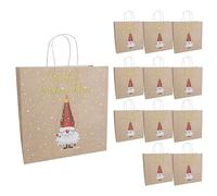Idena 30362-12 - Sacchetti regalo gnomi di Natale, 12 pezzi, 28 x 28 x 15 cm, sacchetti di carta, sacchetti regalo, sacchetti di Natale