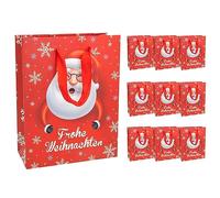 Idena 30368-10 - Sacchetti regalo Babbo Natale, 10 pezzi, 18 x 23 x 8 cm, sacchetti di carta, sacchetti regalo, sacchetti natalizi