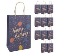 Idena 30399-12 - Sacchetti regalo di buon compleanno, 12 pezzi, sacchetti regalo di dimensioni 18 x 10 x 27 cm, sacchetti di carta per compleanni