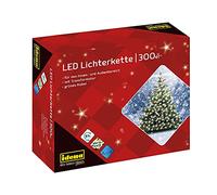 Idena 30441 - Catena luminosa LED con 300 LED in bianco caldo, con funzione timer 8 ore e trasformatore, lunga circa 37,9 m, per uso interno ed esterno, come decorazione per feste, Natale, matrimoni