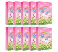 Idena 30482-10 - Sacchetti regalo unicorno, 10 pezzi, sacchetto regalo di dimensioni 25 x 34 x 9 cm, sacchetti di carta in rosa con stampa unicorno