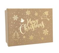 Idena 30487 - Scatola regalo con coperchio, dimensioni 20 x 15 cm, scatole regalo per Natale in marrone con motivi dorati