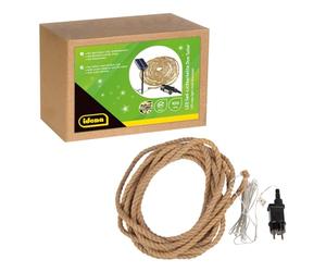 Idena 30520 - Corda di luci a LED con 100 LED in bianco caldo, per uso esterno e interno, lunga circa 9 m, con adattatore solare o di rete, funzione timer di 8 ore, decorazione per casa e giardino