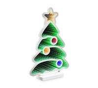 Idena 30550-Albero di Natale Infinity Mirror, Circa 13 x 5,5 x 22 cm, Lampada Decorativa con 80 LED SMD ed Effetto 3D, Decorazione Natalizia per Interni, a Batteria, Plastic, Multicolor, One Size