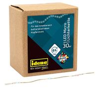 Idena 31096 - Micro catena luminosa a LED con 30 LED, con funzione timer per 6 ore, funzionamento a batteria, circa 3,2 m di lunghezza, decorazione per interni, decorazione per feste, decorazioni