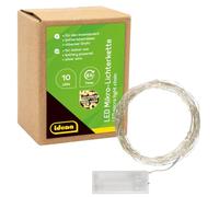 Idena 31114 - Micro catena luminosa a LED con 10 LED in bianco caldo, con funzione timer 6 ore, a batteria, lunga circa 1,2 m, per feste, Natale, decorazione, matrimonio, come luce d'atmosfera
