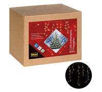 Idena 31270 - Catena luminosa a LED con 400 LED in bianco caldo, con funzione timer di 8 ore e trasformatore, con fili, circa 10,27 cm di lunghezza, decorazione natalizia per giardino, balcone e