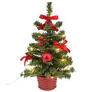 Idena 31486 - Albero di Natale decorativo con 20 LED bianco caldo, altezza circa 25 cm, con albero rosso e porta USB, decorazione per il periodo dell'Avvento e Natale