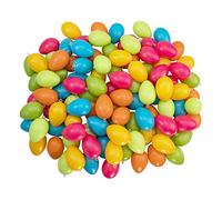 Idena 31489 - Uova di plastica per Pasqua con occhielli, 100 pezzi, ciascuno misura 6 cm, decorazione colorata per l’artigianato e la primavera
