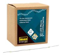 Idena 31825 - Micro catena luminosa a LED con 50 LED in bianco caldo, con funzione timer 6 ore, a batteria, lunga circa 5,2 m, per feste, Natale, decorazione, matrimonio, come luce d'atmosfera