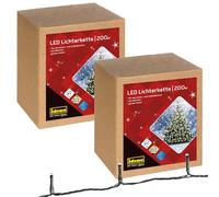 Idena 31869-2 - 2 pezzi luci fiabesche a LED con 200 LED in giallo oro, per esterni e interni, funzione timer 8 ore e trasformatore, lunghezza 29,9 m, per decorazioni di feste e Natale
