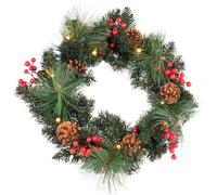 Idena 31903-Ghirlanda 15 LED Bianco Caldo, ca. 50 cm, Ghirlanda dell'Avvento Rosso, Decorazione Natalizia per Interni, alimentata a Batteria con Timer, Multicolor