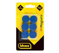 Idena 377026 - Magneti, 6 pezzi, diametro 24 mm, rotondi, spessore 7 mm, blu