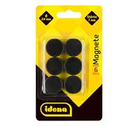 Idena 377028 - Magneti, 6 pezzi, diametro 24 mm, rotondi, spessore 7 mm, nero