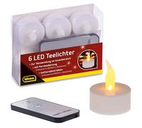 Idena 38204 - Candele da tè a LED, 6 pezzi, candele elettriche con luce tremolante, con telecomando, batterie incluse, decorazione per matrimoni, feste, Natale, Pasqua, come illuminazione d'atmosfera