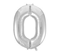 Idena 38225 - Palloncino con numero 0, dimensioni ca. 75 x 110 cm, argento, non gonfiato, adatto per elio e aria, con numeri, anno di vita, anniversario, compleanno, regalo, decorazione, festa