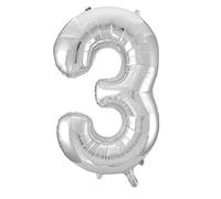 Idena 38228 - Palloncino in foil numero, dimensione ca. 60 x 110 cm, color argento, senza riempimento, adatto per elio e aria, palloncino numero, anno di vita, anniversario, compleanno